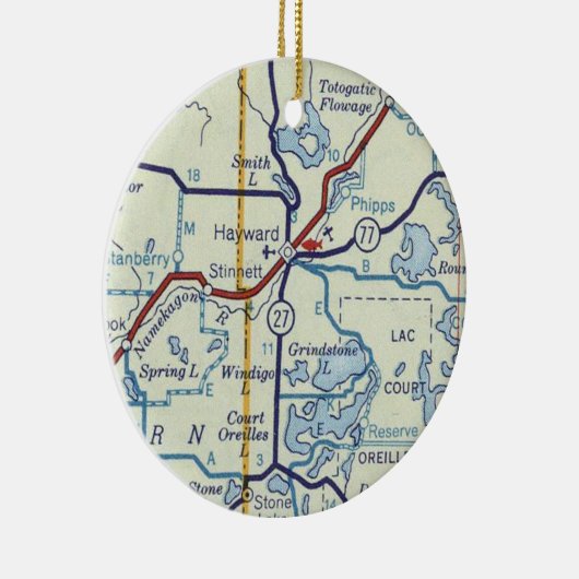 Hayward WI Old Map Keramik Ornament (Rechts)