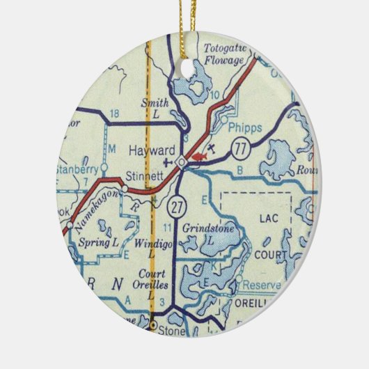 Hayward WI Old Map Keramik Ornament (Links)
