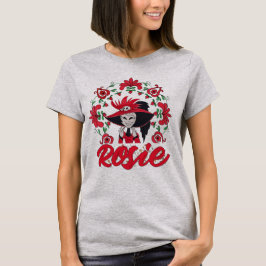 Hazbin Hotel Rosie mit roten Blumen Rahmen T-Shirt