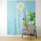 Hazel Dormaus, wilde Erdbeeren und Löwenzahn Wandteppich (Beispiel)