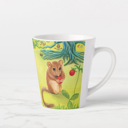 Hazel Dormouse Eating Strawberry Kleine Latte Tass Milchtasse (Rechts)