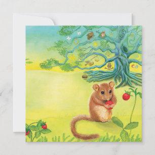 Hazel Dormouse Eating Wild Strawberry