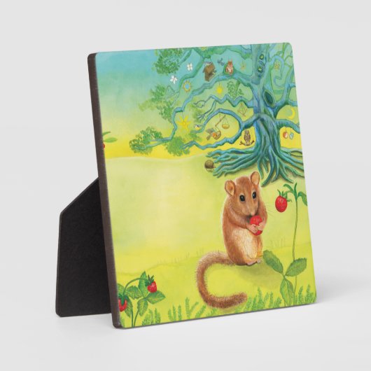 Hazel Dormouse Eating Wild Strawberry Fotoplatte (Vorderseite)