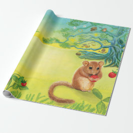 Hazel Dormouse Eating Wild Strawberry Geschenkpapier