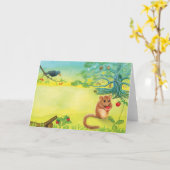Hazel Dormouse Eating Wild Strawberry Karte (Gelbe Blume)
