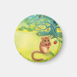 Hazel Dormouse Eating Wild Strawberry Magnet