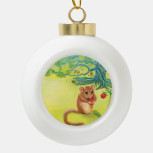 Hazel Dormouse Eating Wild Strawberry Ornament