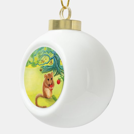 Hazel Dormouse Eating Wild Strawberry Ornament (Rechts)