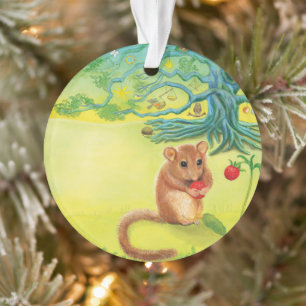 Hazel Dormouse Eating Wild Strawberry Ornament