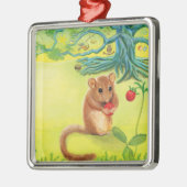 Hazel Dormouse Eating Wild Strawberry Ornament Aus Metall (Links)