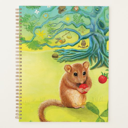 Hazel Dormouse Eating Wild Strawberry Planer (Vorderseite)