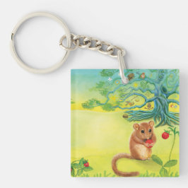 Hazel Dormouse Eating Wild Strawberry Schlüsselanhänger