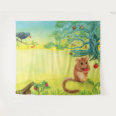 Hazel Dormouse Eating Wild Strawberry Wandteppich (Vorderseite (Horizontal))