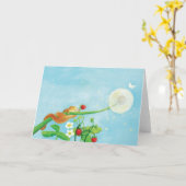 Hazel Dormouse, wilde Erdbeeren & Löwenpuff Karte (Gelbe Blume)