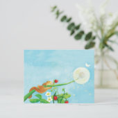 Hazel Dormouse, wilde Erdbeeren & Löwenpuff Postkarte (Stehend Vorderseite)