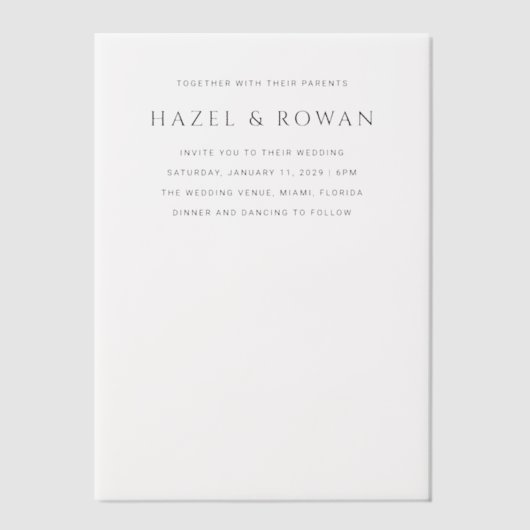 Hazel Modern Wedding Pergament Einladungen (Vorderseite)