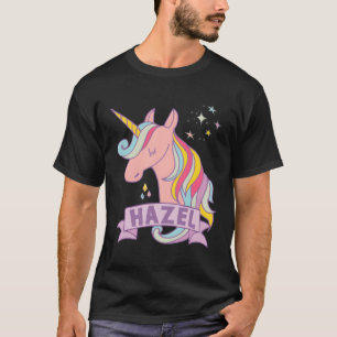 Hazel Unicorn Birthday Rainbow Girl T-Shirt