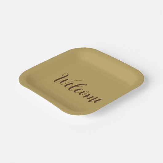 Hazelnussfarbe Begrüßungsname Beruflicher Name Vor Pappteller (Gewinkelt)