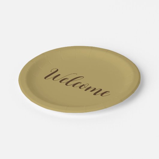 Hazelnussfarbe Begrüßungsname Beruflicher Name Vor Pappteller (Schrägansicht)