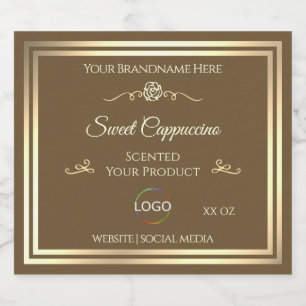 Hazelnut Brown Product Label Gold Frame mit Logo Alkoholflaschenetikett