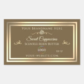 Hazelnut Brown Product Label Gold Frame mit Logo Rechteckiger Aufkleber (Vorderseite)