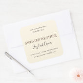 Hazelnut Cream | Cozy Neutral Soy Candle Label Quadratischer Aufkleber (Umschlag)