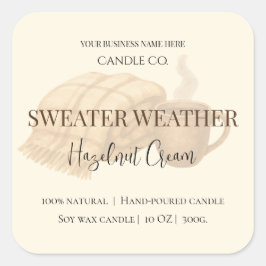 Hazelnut Cream | Cozy Neutral Soy Candle Label Quadratischer Aufkleber