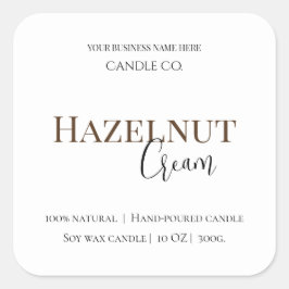 Hazelnut Cream | Cozy Neutral Soy Candle Label Quadratischer Aufkleber