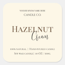 Hazelnut Cream | Cozy Neutral Soy Candle Label Quadratischer Aufkleber