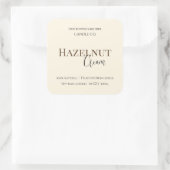 Hazelnut Cream | Cozy Neutral Soy Candle Label Quadratischer Aufkleber (Tasche)