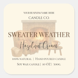 Hazelnut Cream | Cozy Neutral Soy Candle Label Quadratischer Aufkleber