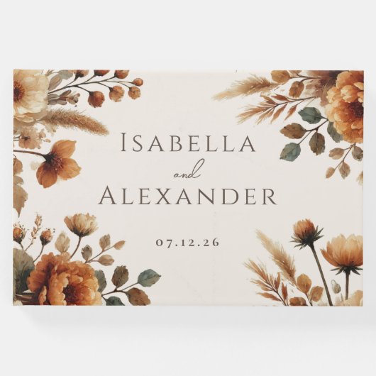 Hazelwood Watercolor Fall Blumenhochzeit Gästebuch (Vorderseite)