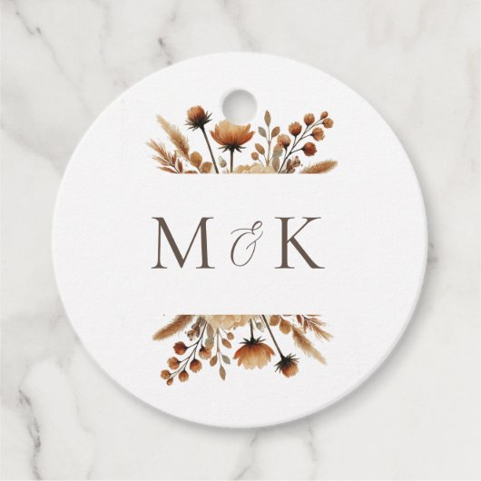 Hazelwood Watercolor Fall Blumenhochzeit Geschenkanhänger (Vorderseite)