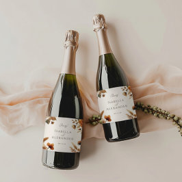 Hazelwood Watercolor Fall Blumenhochzeit Schaumweinetikett