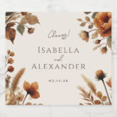 Hazelwood Watercolor Fall Blumenhochzeit Schaumweinetikett (Einzelnes Label)