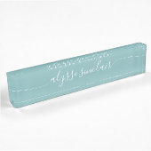 Hazy Aqua Elegantes Kalligrafie-Skript Namensplakette