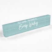 Hazy Aqua Sketched Cursive Script Namensplakette