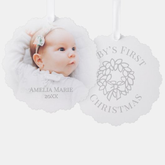 Hazy Baby's First Christmas Foto Ornament Karte (Vorderseite/Rückseite)