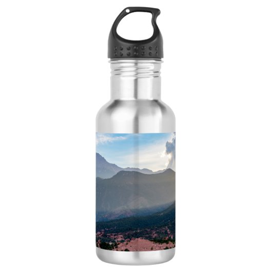 Hazy Pikes Peak Sunset Water Flasche Edelstahlflasche (Vorderseite)