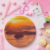 Hazy Sonnenuntergang auf der Kurushima Kaikyo Brid Pappteller (Party)