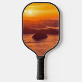 Hazy Sonnenuntergang auf der Kurushima Kaikyo Brid Pickleball Schläger (Rückseite)