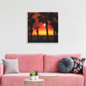 HB Sunset Palms & Möwe  Leinwanddruck (Insitu (Wohnzimmer))