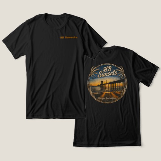 HB Sunsets T-Shirt  (Männer)   Tri-Blend Shirt (Design vorne & hinten)