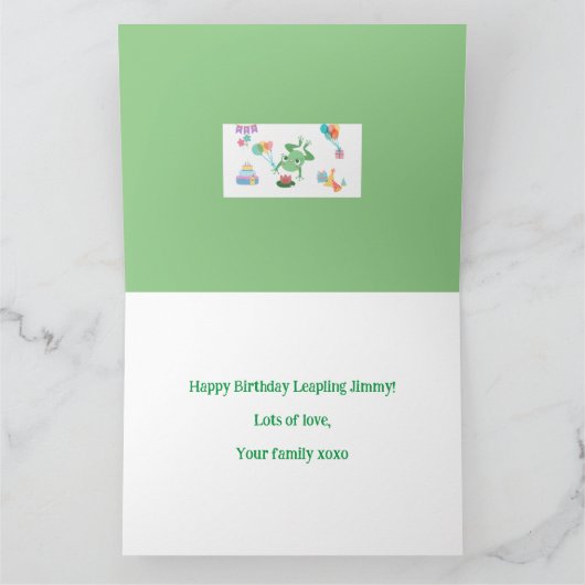 HBD Frog Lily Pad Cake Balloons hat Design Karte (Innenseite)