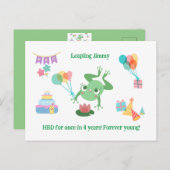 HBD Frog Lily Pad Cake Balloons hat Design Postkarte (Vorne/Hinten)