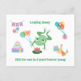 HBD Frog Lily Pad Cake Balloons hat Design Postkarte