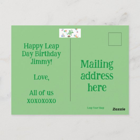 HBD Frog Lily Pad Cake Balloons hat Design Postkarte (Rückseite)