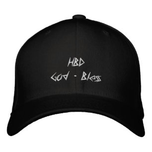 HBD Gott segne Front - M Rückseite Schwarze Flexfi Bestickte Baseballkappe