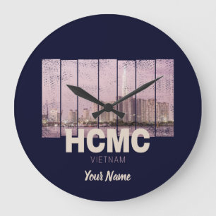 HCMC Saigon (Ho-Chi-Minh-City) Skyline Vietnam Große Wanduhr