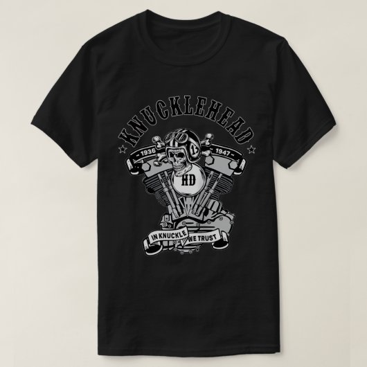 HD Knucklehead in Knuckle wir Vertrauen Retro V-Tw T-Shirt (Design vorne)